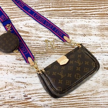 LOUİS VUİTTON MULTİ POCHETTE ACCESSOİRES %100 HAKIKI DERI MONOGRAM CANVAS MOR SAP