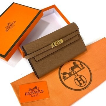 HERMES KELLY LONG WALLET %100 HAKIKİ DERİ TABA
