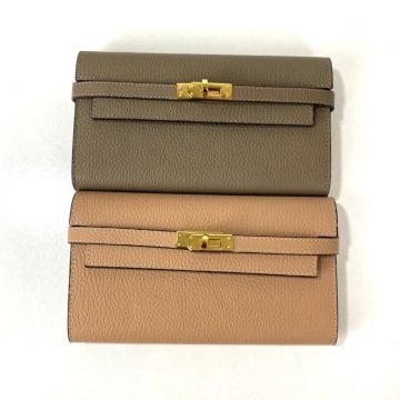 HERMES KELLY LONG WALLET %100 HAKIKİ DERİ PUDRA