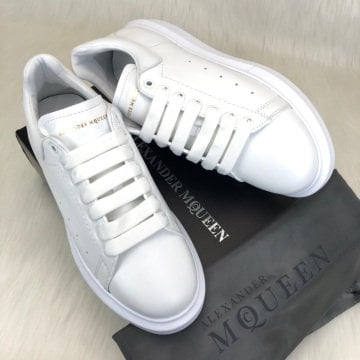 ALEXANDER McQueen %HAKİKİ DERİ ERKEK SNEAKER BEYAZ SİYAH