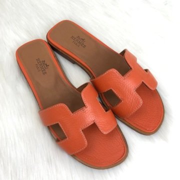 HERMES ORAN SANDALS %100 HAKİKİ DERİ TURUNCU