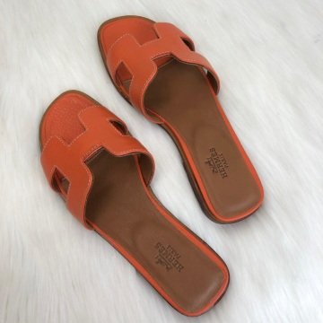 HERMES ORAN SANDALS %100 HAKİKİ DERİ TURUNCU