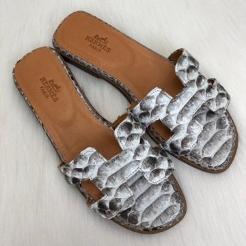 HERMES ORAN SANDALS KROKO DESENLİ %100 HAKİKİ PİTON DERİ