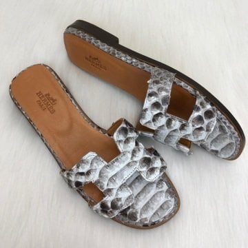 HERMES ORAN SANDALS KROKO DESENLİ %100 HAKİKİ PİTON DERİ