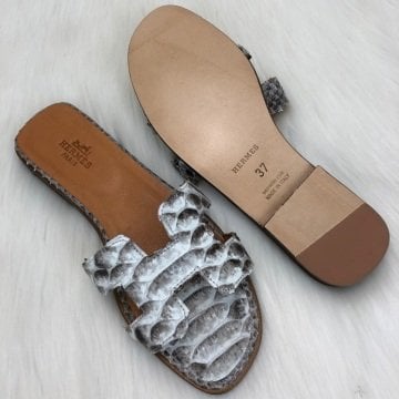 HERMES ORAN SANDALS KROKO DESENLİ %100 HAKİKİ PİTON DERİ
