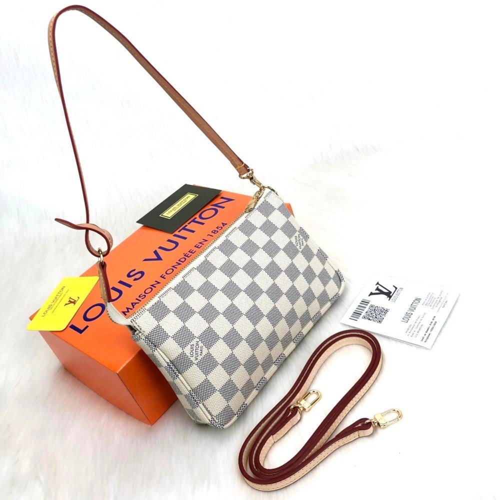LOUİS VUİTTON POCHETTE ACCESSOİRES %100 HAKIKI DERİ AZUR