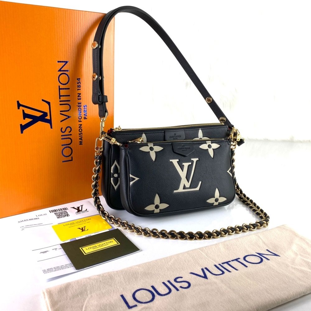Louis Vuitton Multi Pochette Accessoires Bicolor Empreinte %100 Hakiki deri